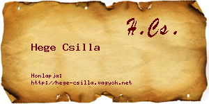 Hege Csilla névjegykártya